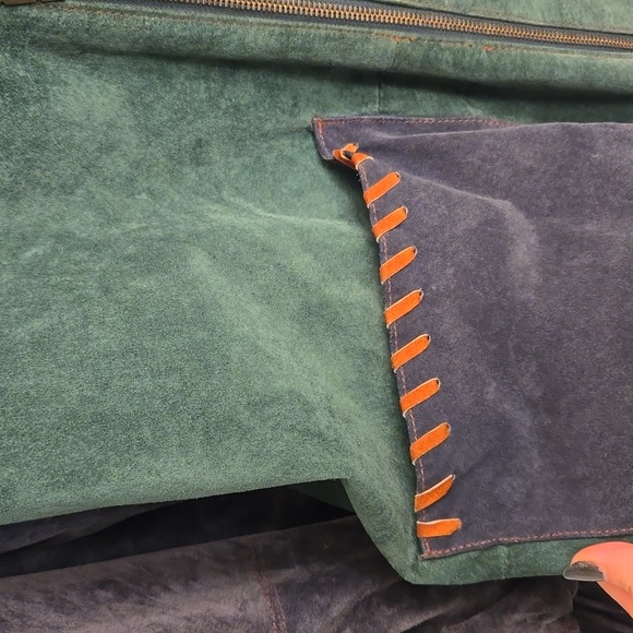 Vintage colorblock suede jacket with quilted lining - Picture 6 of 9